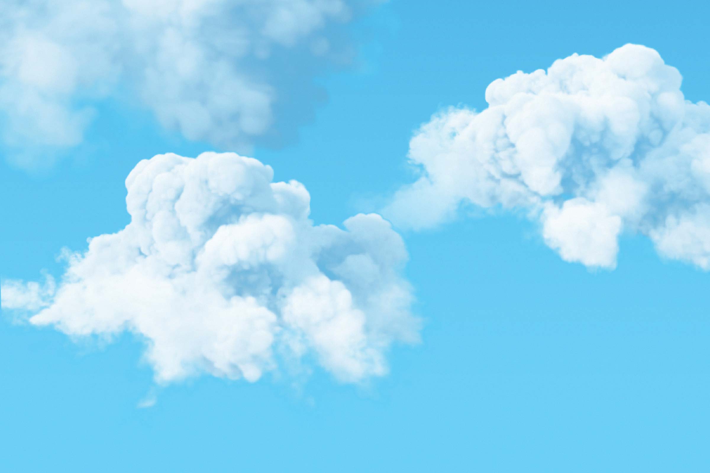 Illustration of fluffy clouds and a blue sky