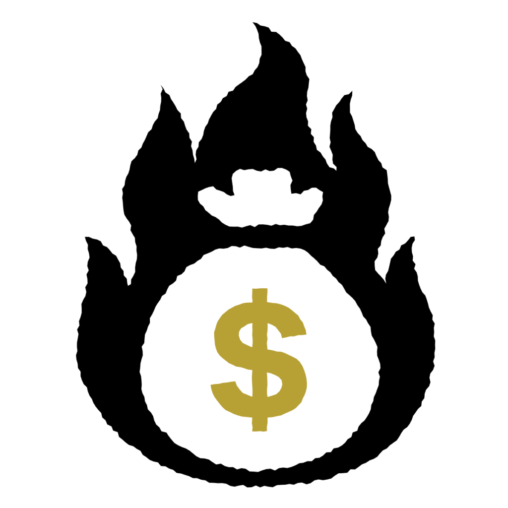 Illustration of money on fire