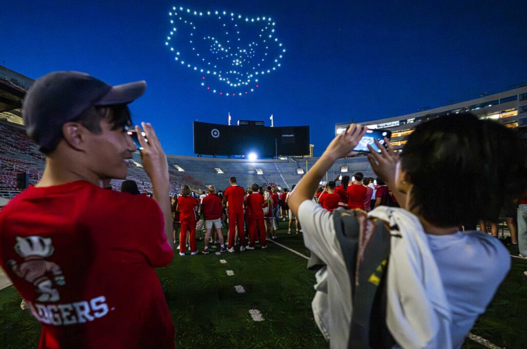 Drone show over Camp Randall a part of the W Project