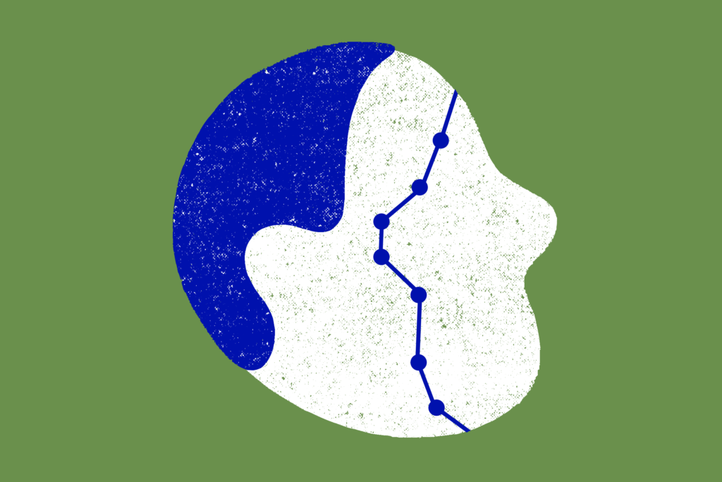 Illustration of a face with data points