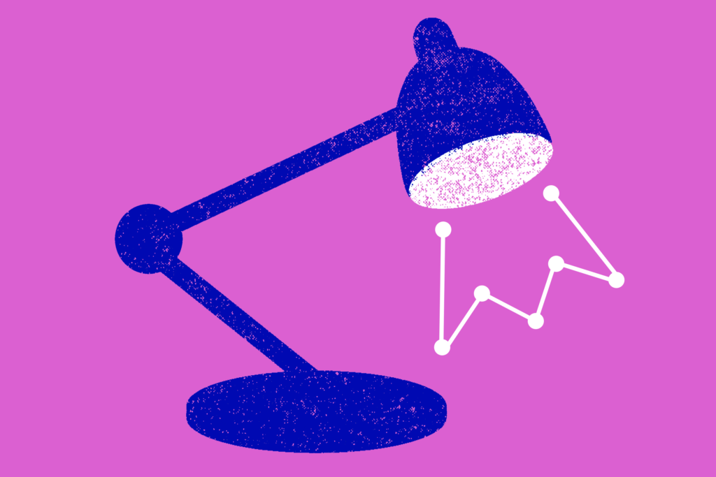 Illustration of a lamp with data points