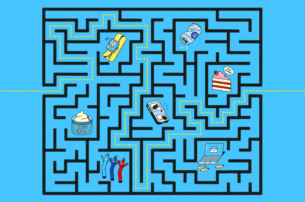 Illustration of a maze full of distractions